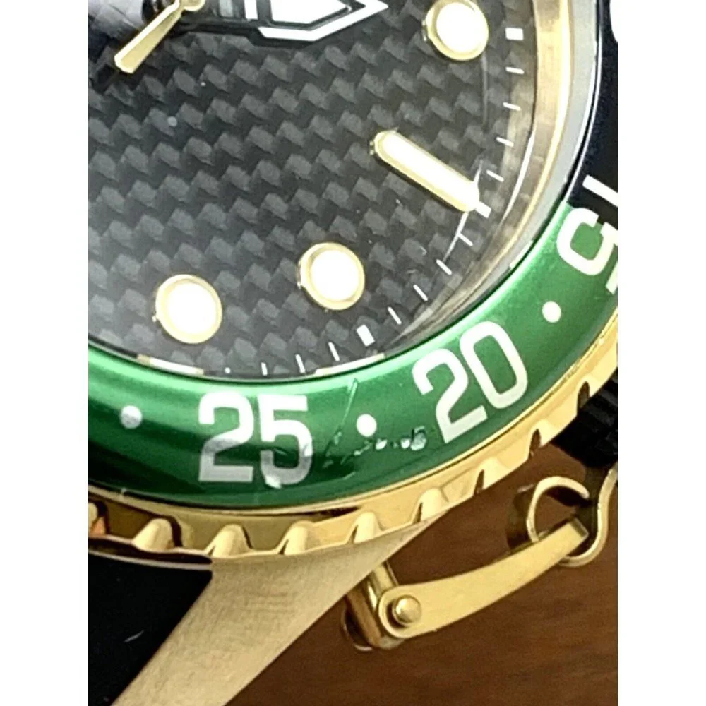 Invicta Men's Watch 35661 Pro Diver Quartz Gold Black Green Bezel Rubber…
